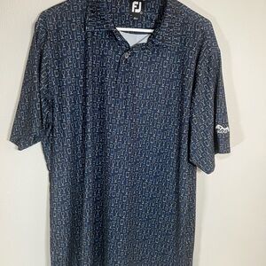 FootJoy Men's‎ Navy Golf Shirt cocktail print size L Ridge embroidery